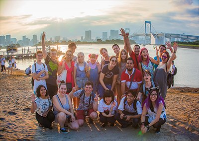 Group of students at Odaiba