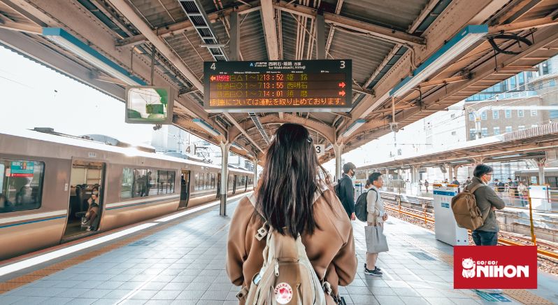 woman navigating the train system
